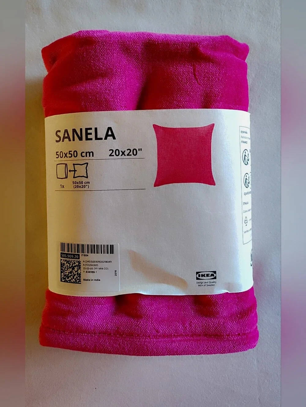 NEW IKEA Sanela Pillowcase - 100% Cotton, HOT PINK (20x20)